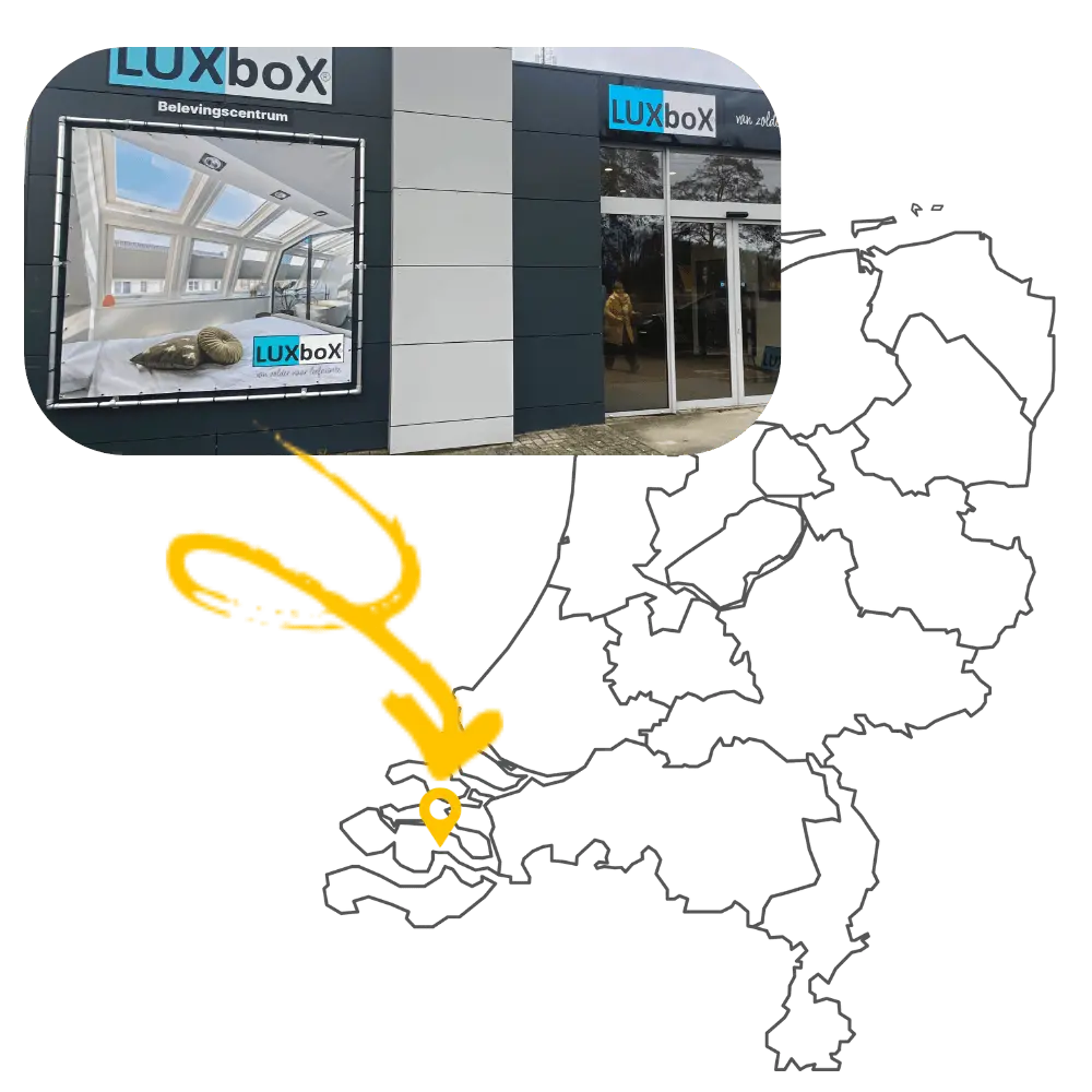 Plattegrond van Nederland met de showroom van Kapelle