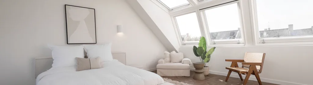 3d beeld van een LUXboX dakserre in een slaapkamer